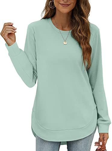 Sweatshirt Long Sleeve Shirts High Low Tops Curved Hem